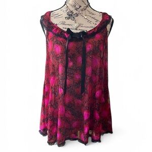 Mesh Heart Print Lingerie Babydoll Top